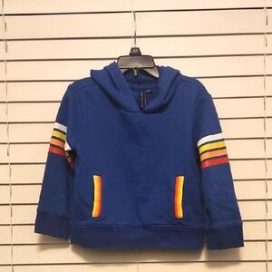 Janie and Jack Blue Hoodie with Rainbow Accents Size 3